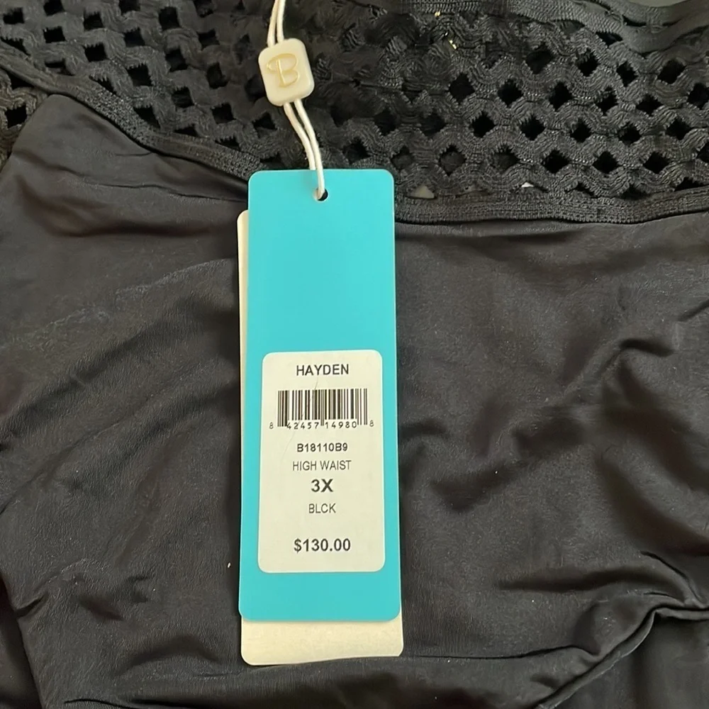 Beach Bunny Swimwear NWT Hayden‎ High Waist Bikini Bottom In Black Size 3X / 16